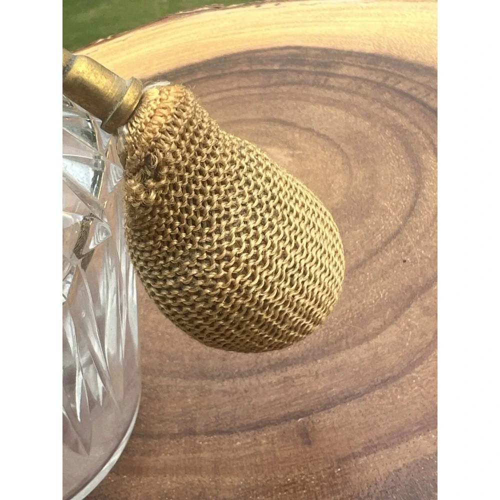 Vintage Baccarat France Crystal Perfume Atomizer Gold Mesh Bulb Signed